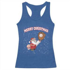 Christmas Baseball Racerback Tank Top Funny Santa Playing Baseball Merry Christmas TS09 Royal Blue Print Your Wear