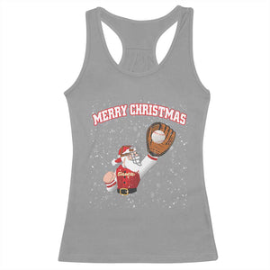 Christmas Baseball Racerback Tank Top Funny Santa Playing Baseball Merry Christmas TS09 Sport Gray Print Your Wear