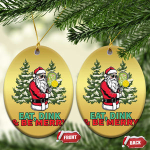 Funny Xmas Pickleball Christmas Ornament Eat Dink Be Merry Santa Pickleball Player TS09 Oval Gold Print Your Wear