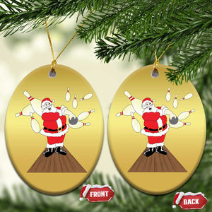 Xmas Bowling Christmas Ornament Funny Santa Playing Bowling Merry Christmas TS09 Oval Gold Print Your Wear