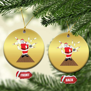 Xmas Bowling Christmas Ornament Funny Santa Playing Bowling Merry Christmas TS09 Circle Gold Print Your Wear