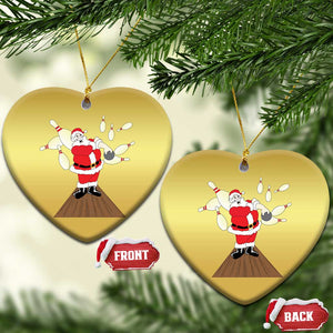 Xmas Bowling Christmas Ornament Funny Santa Playing Bowling Merry Christmas TS09 Heart Gold Print Your Wear