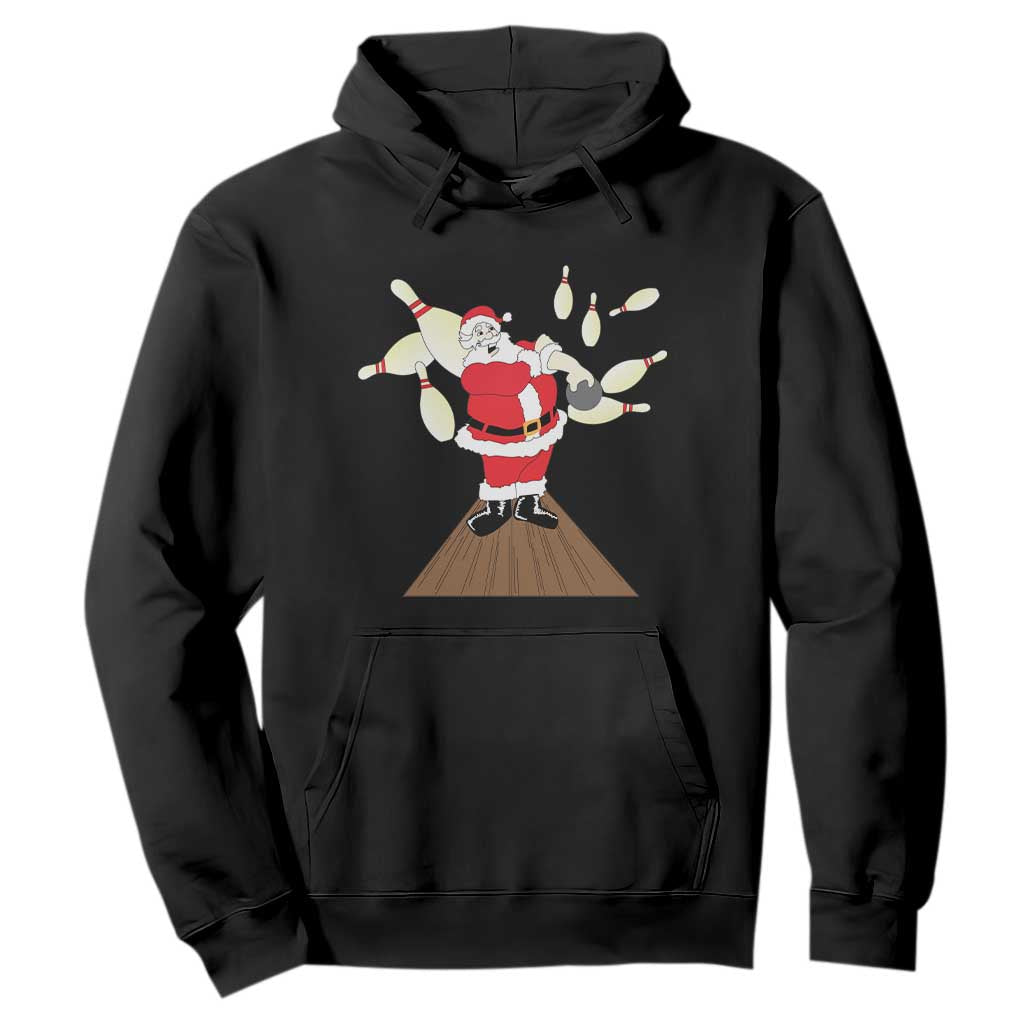 Christmas Bowling Hoodie Funny Santa Playing Bowling Merry Christmas TS09 Black Print Your Wear