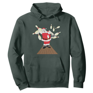 Christmas Bowling Hoodie Funny Santa Playing Bowling Merry Christmas TS09 Dark Forest Green Print Your Wear