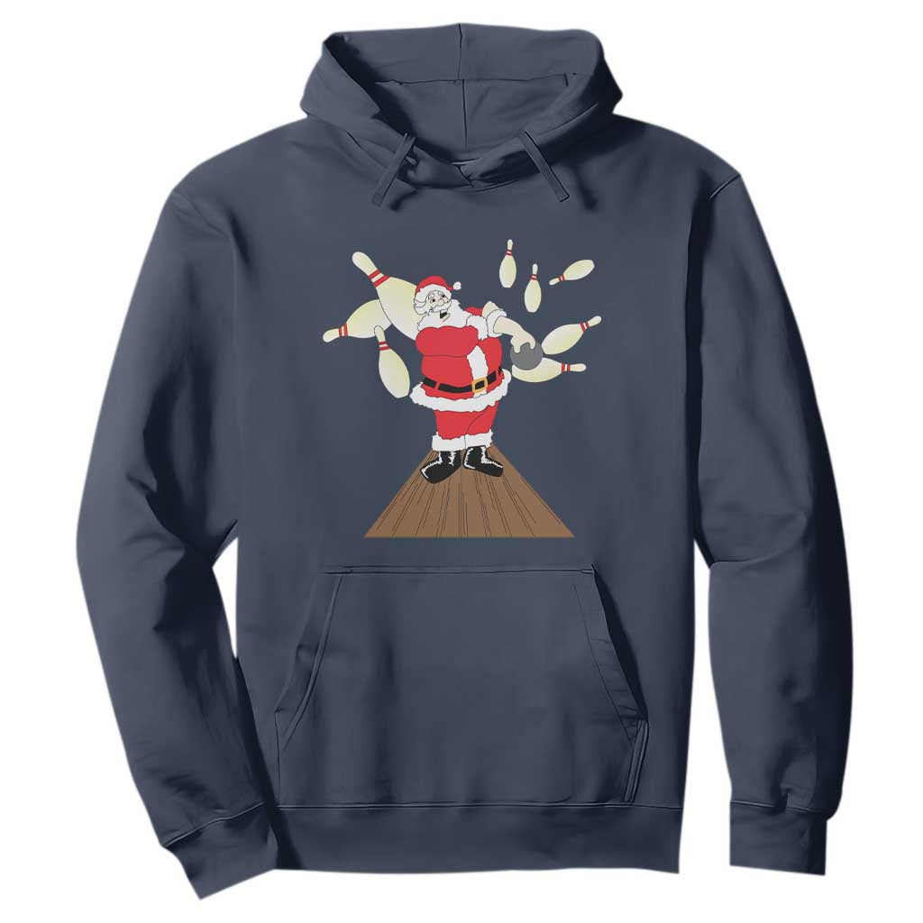 Christmas Bowling Hoodie Funny Santa Playing Bowling Merry Christmas TS09 Navy Print Your Wear
