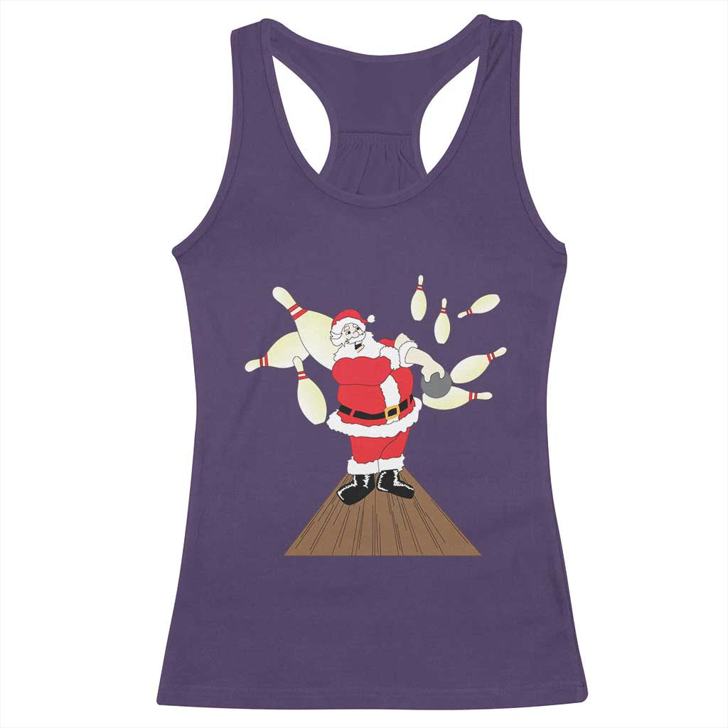 Christmas Bowling Racerback Tank Top Funny Santa Playing Bowling Merry Christmas TS09 Purple Print Your Wear