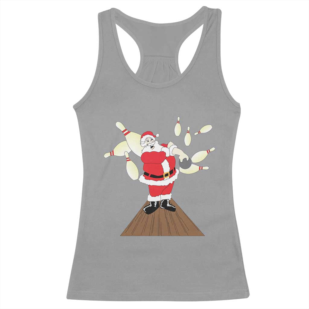 Christmas Bowling Racerback Tank Top Funny Santa Playing Bowling Merry Christmas TS09 Sport Gray Print Your Wear