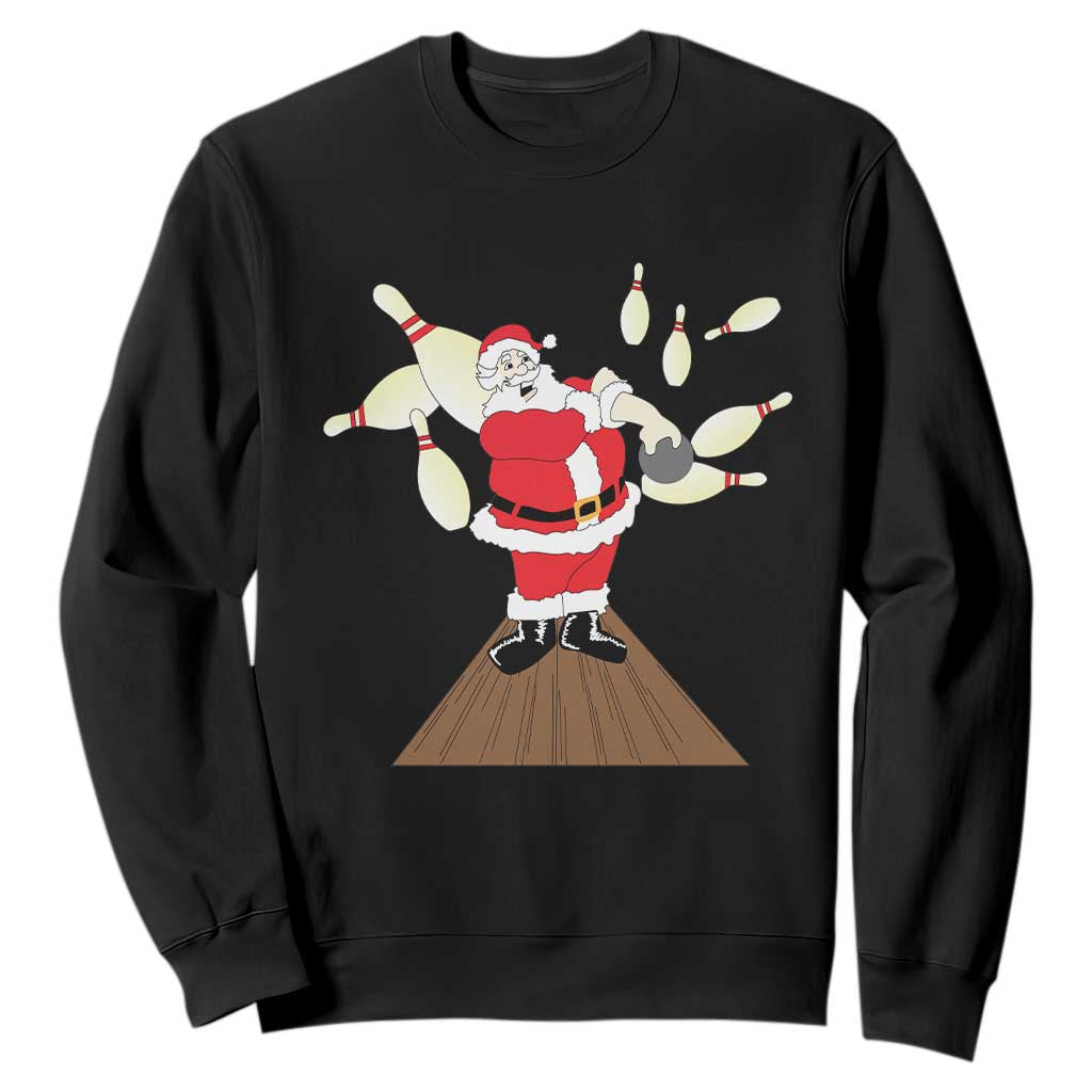Christmas Bowling Sweatshirt Funny Santa Playing Bowling Merry Christmas TS09 Black Print Your Wear