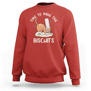 Cute Kitty Time To Make The Biscuits Cat Lover Sweatshirt TS09 Red Printyourwear