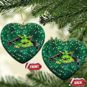 Funny Xmas Cat Ew People Christmas Ornament TS09 Heart Green Print Your Wear