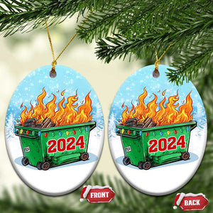 Funny Xmas Dumpster Fire 2024 Christmas Ornament TS09 Oval Snow Print Your Wear