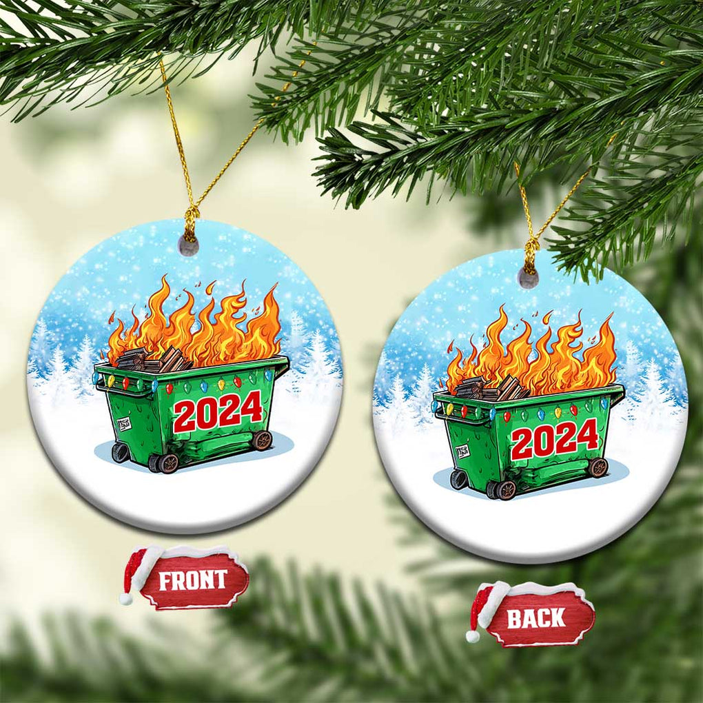 Funny Xmas Dumpster Fire 2024 Christmas Ornament TS09 Circle Snow Print Your Wear