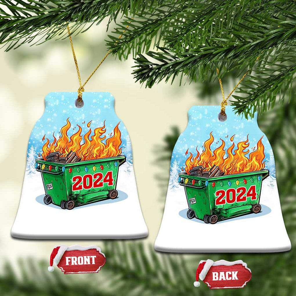 Funny Xmas Dumpster Fire 2024 Christmas Ornament TS09 Bell Flake Snow Print Your Wear