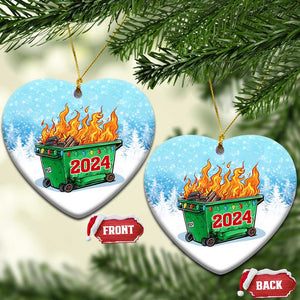 Funny Xmas Dumpster Fire 2024 Christmas Ornament TS09 Heart Snow Print Your Wear