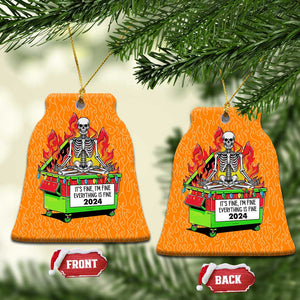 Funny Xmas Dumpster Fire Christmas Ornament I'm Fine It's Fine Everything Is Fine TS09 Bell Flake Orange Print Your Wear