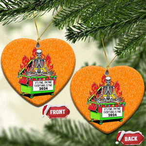 Funny Xmas Dumpster Fire Christmas Ornament I'm Fine It's Fine Everything Is Fine TS09 Heart Orange Print Your Wear