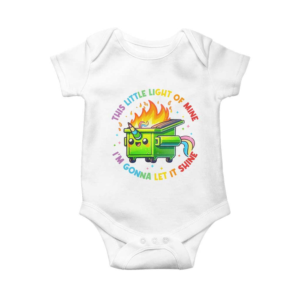 Funny Xmas Dumpster Fire Baby Onesie This Little Light Of Mine Unicorn Rainbow TS09 White Print Your Wear