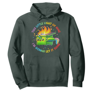 Funny Xmas Dumpster Fire Hoodie This Little Light Of Mine Unicorn Rainbow TS09 Dark Forest Green Print Your Wear