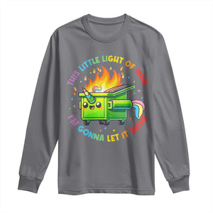 Funny Xmas Dumpster Fire Long Sleeve Shirt This Little Light Of Mine Unicorn Rainbow TS09 Charcoal Print Your Wear