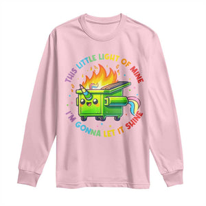 Funny Xmas Dumpster Fire Long Sleeve Shirt This Little Light Of Mine Unicorn Rainbow TS09 Light Pink Print Your Wear