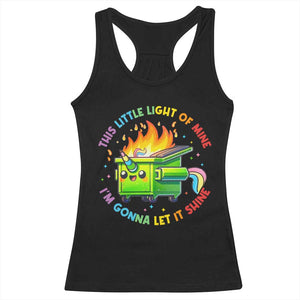 Funny Xmas Dumpster Fire Racerback Tank Top This Little Light Of Mine Unicorn Rainbow TS09 Black Print Your Wear