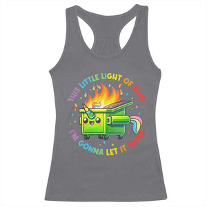 Funny Xmas Dumpster Fire Racerback Tank Top This Little Light Of Mine Unicorn Rainbow TS09 Charcoal Print Your Wear