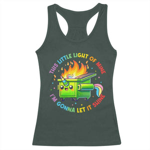 Funny Xmas Dumpster Fire Racerback Tank Top This Little Light Of Mine Unicorn Rainbow TS09 Dark Forest Green Print Your Wear