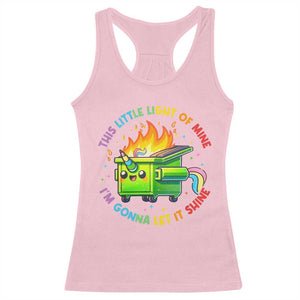 Funny Xmas Dumpster Fire Racerback Tank Top This Little Light Of Mine Unicorn Rainbow TS09 Light Pink Print Your Wear