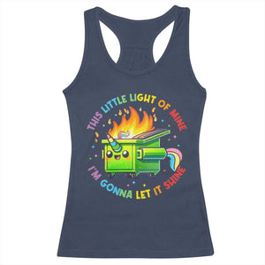 Funny Xmas Dumpster Fire Racerback Tank Top This Little Light Of Mine Unicorn Rainbow TS09 Navy Print Your Wear