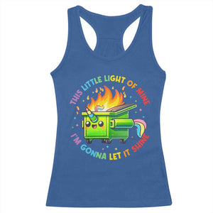 Funny Xmas Dumpster Fire Racerback Tank Top This Little Light Of Mine Unicorn Rainbow TS09 Royal Blue Print Your Wear