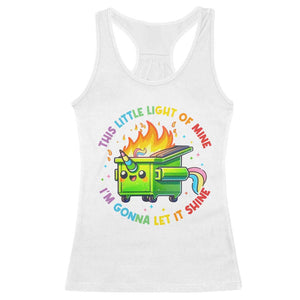 Funny Xmas Dumpster Fire Racerback Tank Top This Little Light Of Mine Unicorn Rainbow TS09 White Print Your Wear