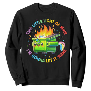 Funny Xmas Dumpster Fire Sweatshirt This Little Light Of Mine Unicorn Rainbow TS09 Black Print Your Wear