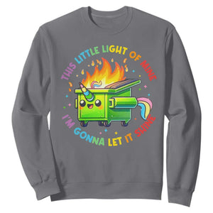 Funny Xmas Dumpster Fire Sweatshirt This Little Light Of Mine Unicorn Rainbow TS09 Charcoal Print Your Wear