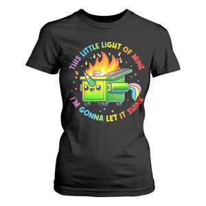 Funny Xmas Dumpster Fire T Shirt For Women This Little Light Of Mine Unicorn Rainbow TS09 Black Print Your Wear