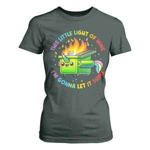 Funny Xmas Dumpster Fire T Shirt For Women This Little Light Of Mine Unicorn Rainbow TS09 Dark Forest Green Print Your Wear