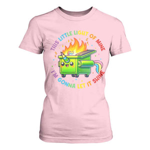 Funny Xmas Dumpster Fire T Shirt For Women This Little Light Of Mine Unicorn Rainbow TS09 Light Pink Print Your Wear