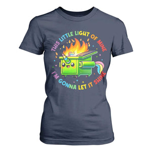 Funny Xmas Dumpster Fire T Shirt For Women This Little Light Of Mine Unicorn Rainbow TS09 Navy Print Your Wear