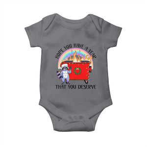 Funny Xmas Dumpster Fire Baby Onesie Hope You Have The Year You Deserve Santa Raccoon TS09 Charcoal Print Your Wear