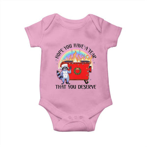 Funny Xmas Dumpster Fire Baby Onesie Hope You Have The Year You Deserve Santa Raccoon TS09 Light Pink Print Your Wear