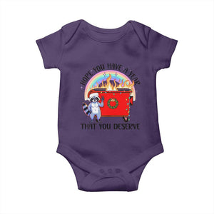 Funny Xmas Dumpster Fire Baby Onesie Hope You Have The Year You Deserve Santa Raccoon TS09 Purple Print Your Wear