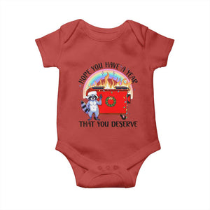 Funny Xmas Dumpster Fire Baby Onesie Hope You Have The Year You Deserve Santa Raccoon TS09 Red Print Your Wear