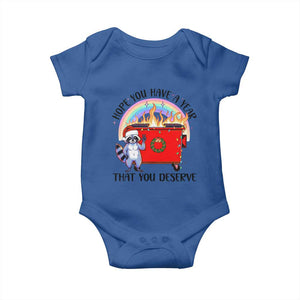 Funny Xmas Dumpster Fire Baby Onesie Hope You Have The Year You Deserve Santa Raccoon TS09 Royal Blue Print Your Wear