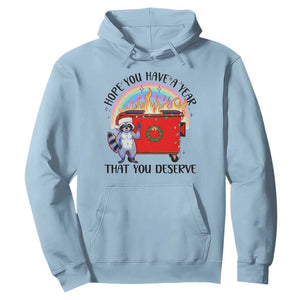 Funny Xmas Dumpster Fire Hoodie Hope You Have The Year You Deserve Santa Raccoon TS09 Light Blue Print Your Wear