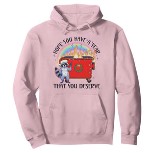 Funny Xmas Dumpster Fire Hoodie Hope You Have The Year You Deserve Santa Raccoon TS09 Light Pink Print Your Wear