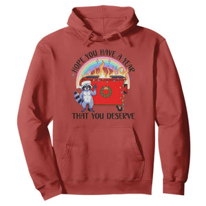 Funny Xmas Dumpster Fire Hoodie Hope You Have The Year You Deserve Santa Raccoon TS09 Red Print Your Wear