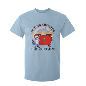 Funny Xmas Dumpster Fire T Shirt For Kid Hope You Have The Year You Deserve Santa Raccoon TS09 Light Blue Print Your Wear