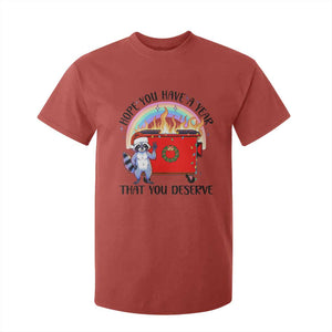 Funny Xmas Dumpster Fire T Shirt For Kid Hope You Have The Year You Deserve Santa Raccoon TS09 Red Print Your Wear