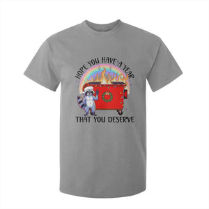 Funny Xmas Dumpster Fire T Shirt For Kid Hope You Have The Year You Deserve Santa Raccoon TS09 Sport Gray Print Your Wear