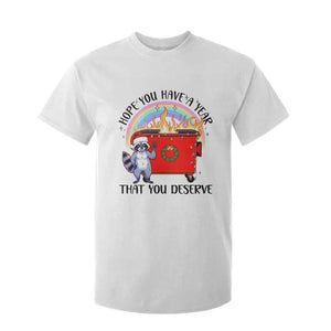 Funny Xmas Dumpster Fire T Shirt For Kid Hope You Have The Year You Deserve Santa Raccoon TS09 White Print Your Wear