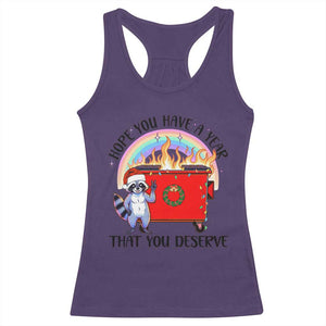 Funny Xmas Dumpster Fire Racerback Tank Top Hope You Have The Year You Deserve Santa Raccoon TS09 Purple Print Your Wear